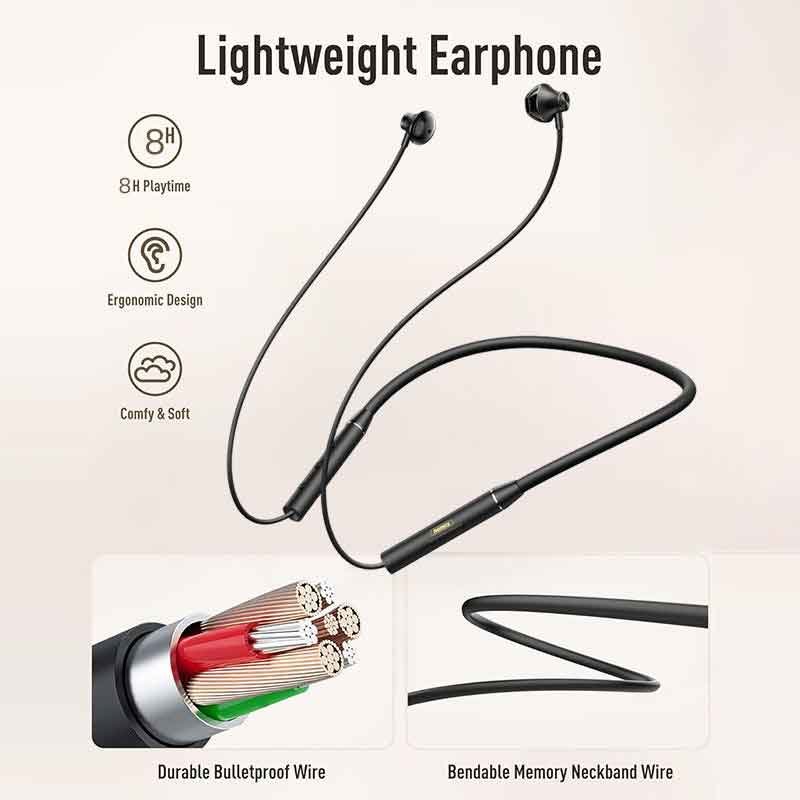 Remax Ultra-Soft Bluetooth Wireless Sport & Sleep Neckband Earphones (IPX4 Waterproof)